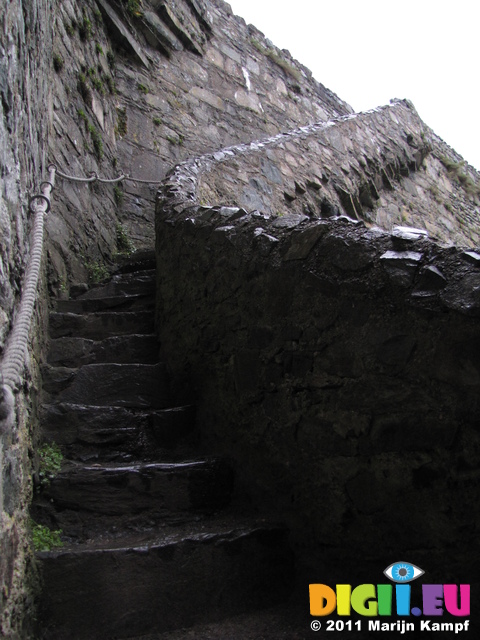 SX20516 Steep narrow stairs in Harlech Castle